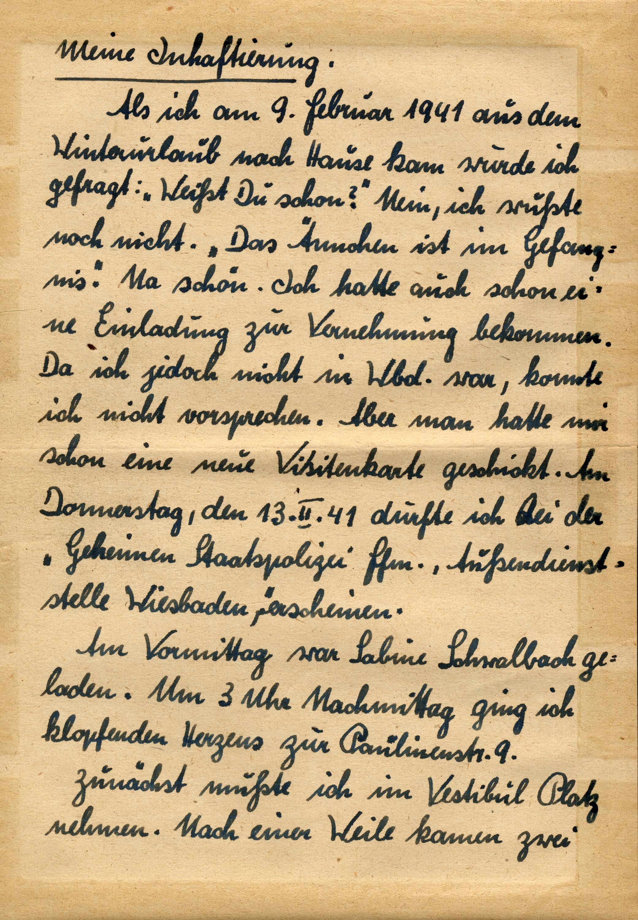 Erstes Blatt ihres zweiundzwanzigseitigen Berichts